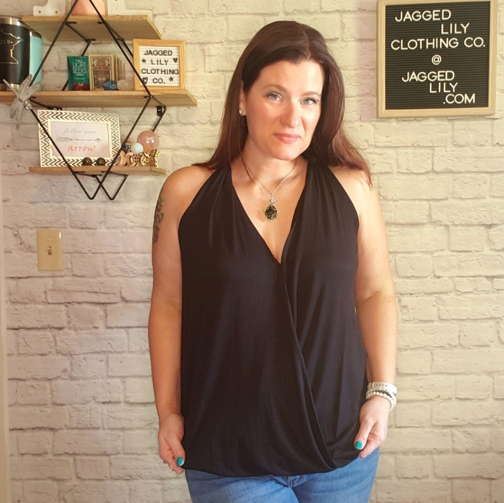 Cross Halter Top in Black